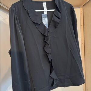 Elegant Black Ruffle Blouse